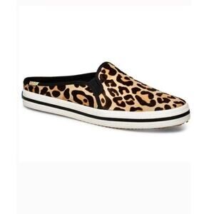 Kate Spade X Keds Calf Hair Leopard Print Double Decker Mules, Size 7